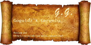 Gogolák Gergely névjegykártya